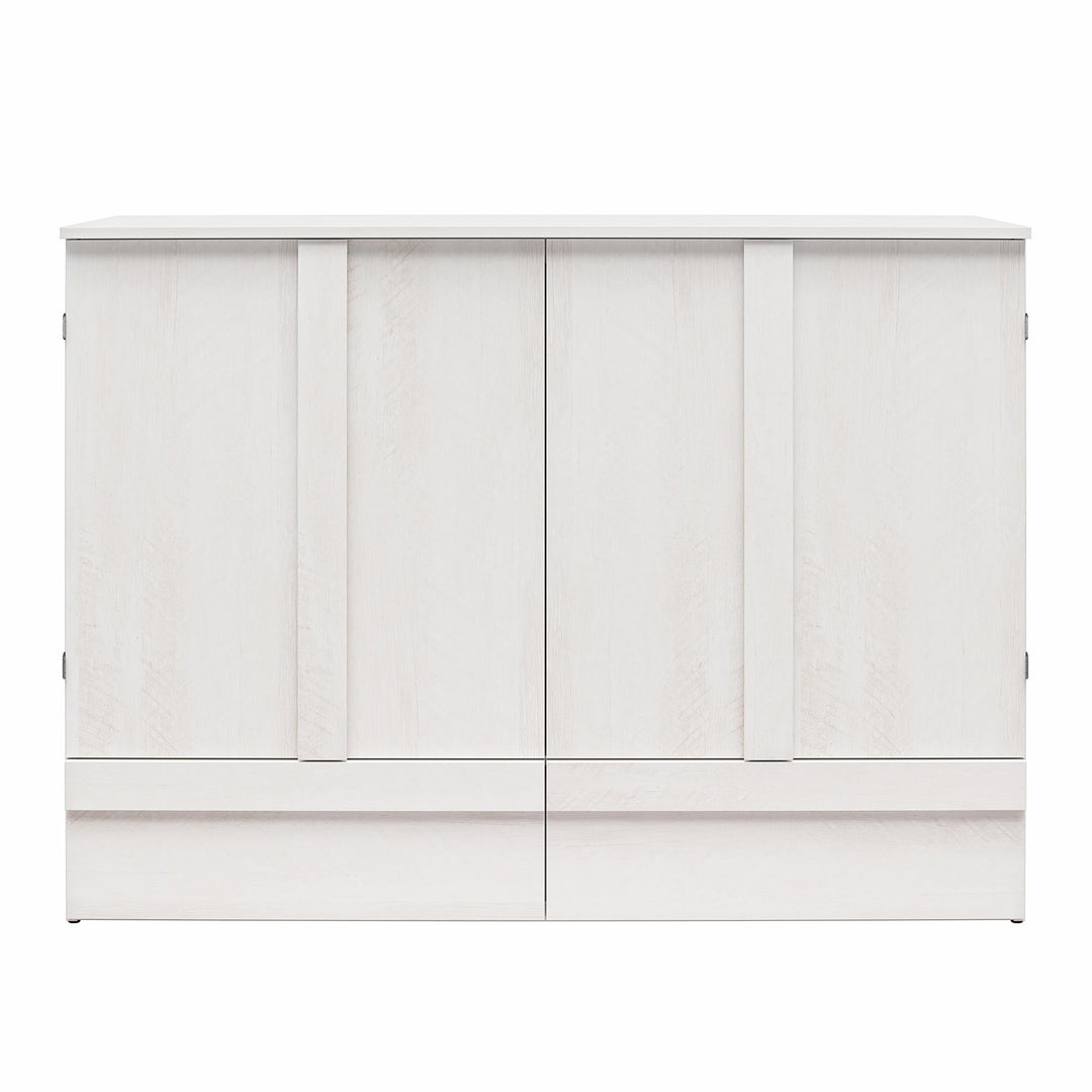 Paramount Trifold Cabinet Murphy Bed with Mattress and Storage Drawers - Ivory Oak - Queen