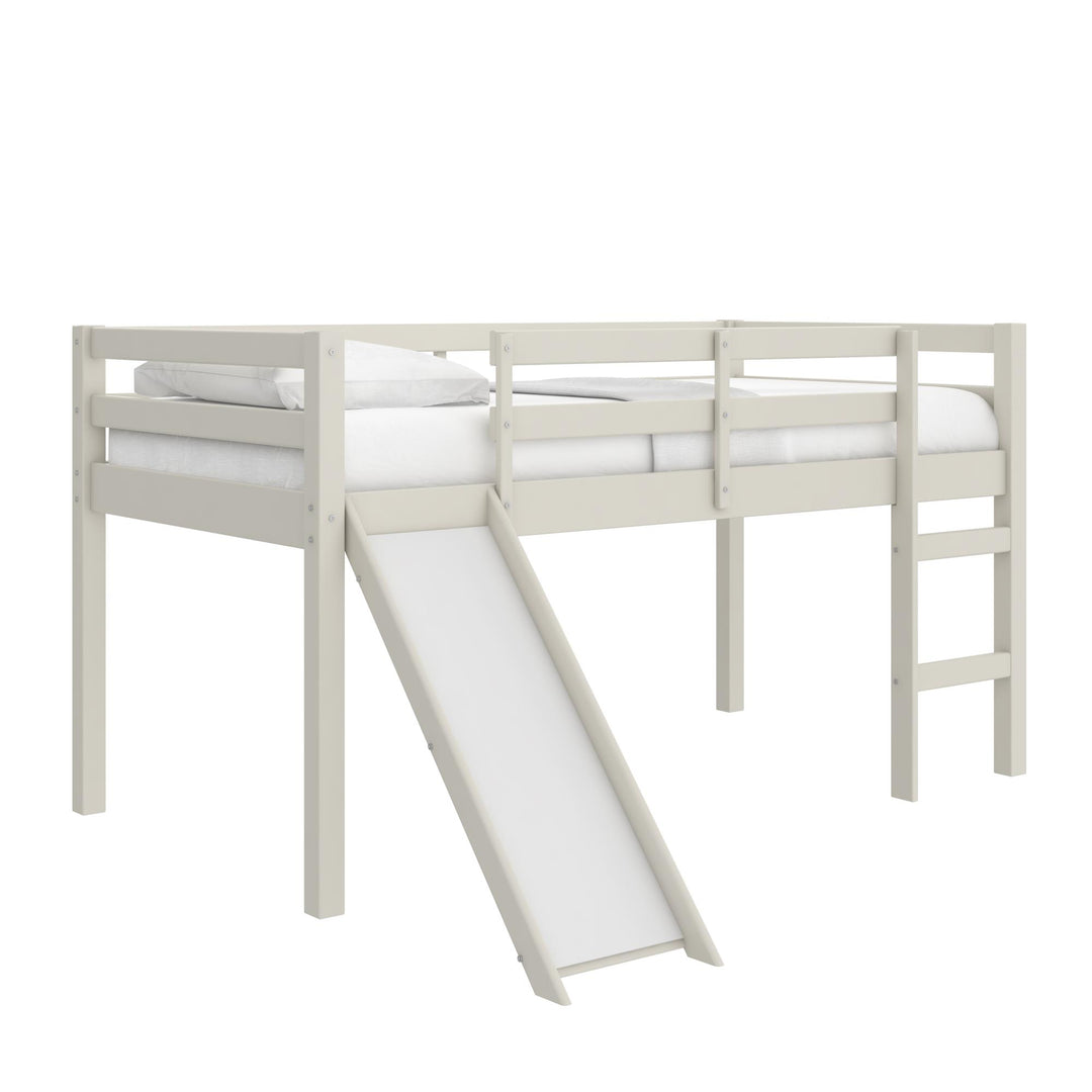 Milton Twin Low Loft Bed with Slide - White - Twin