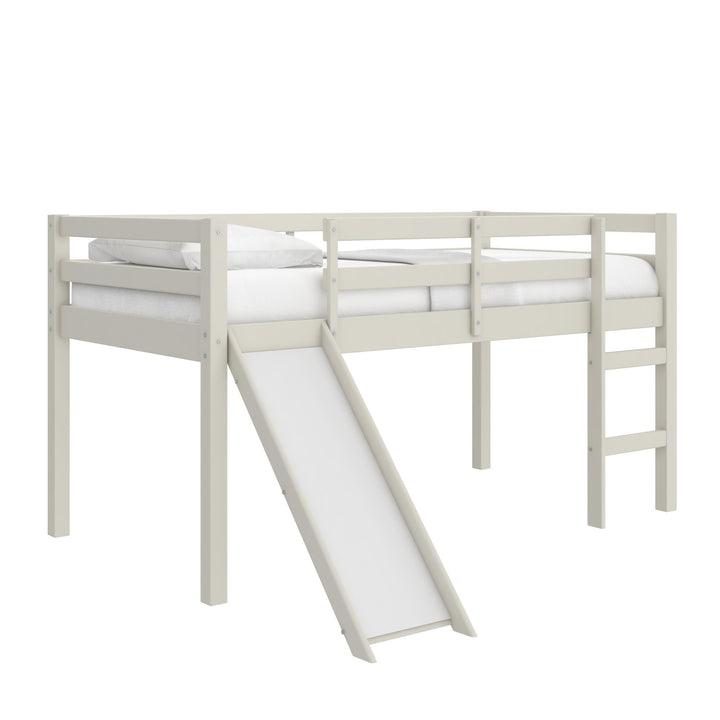Milton Twin Low Loft Bed with Slide - White - Twin
