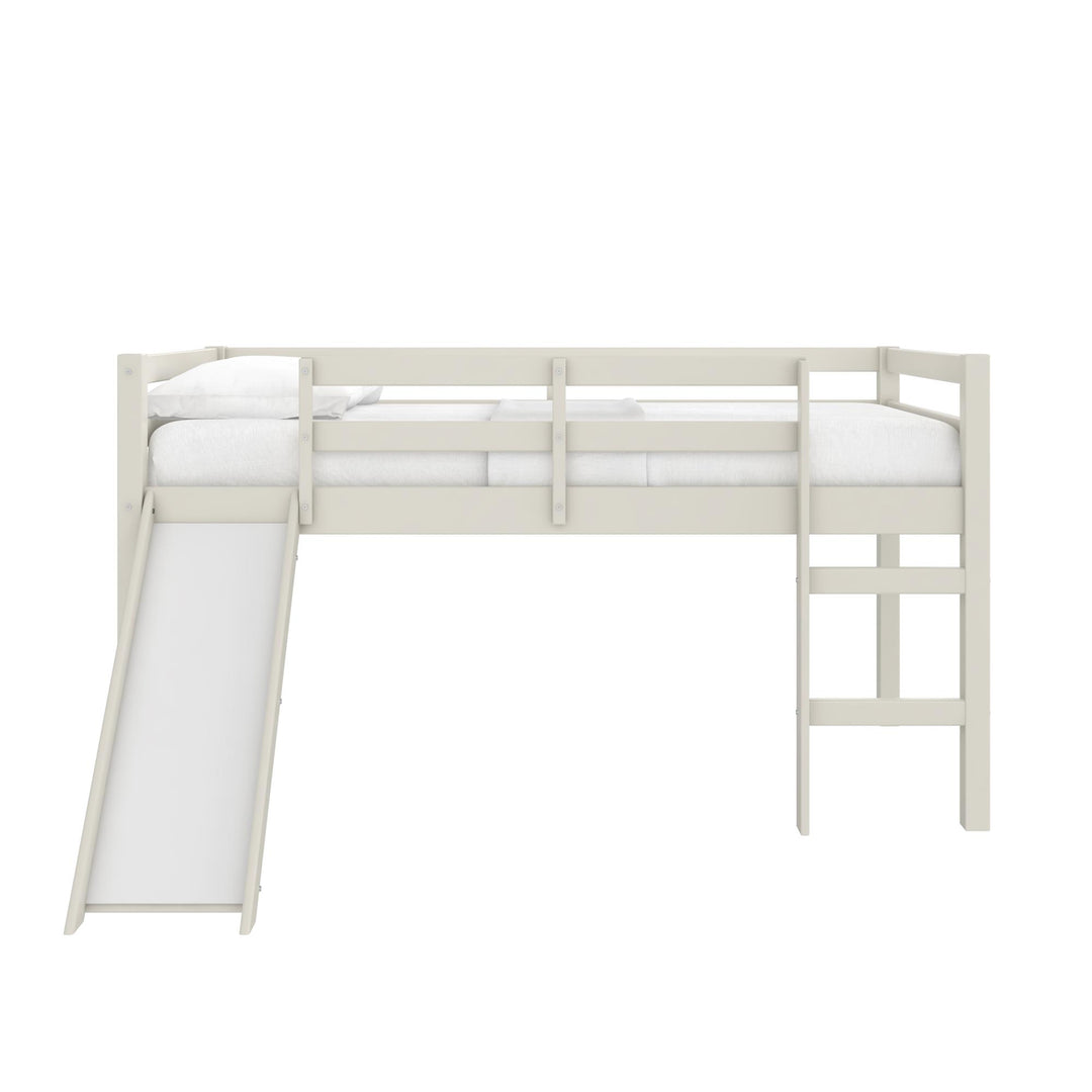 Milton Twin Low Loft Bed with Slide - White - Twin