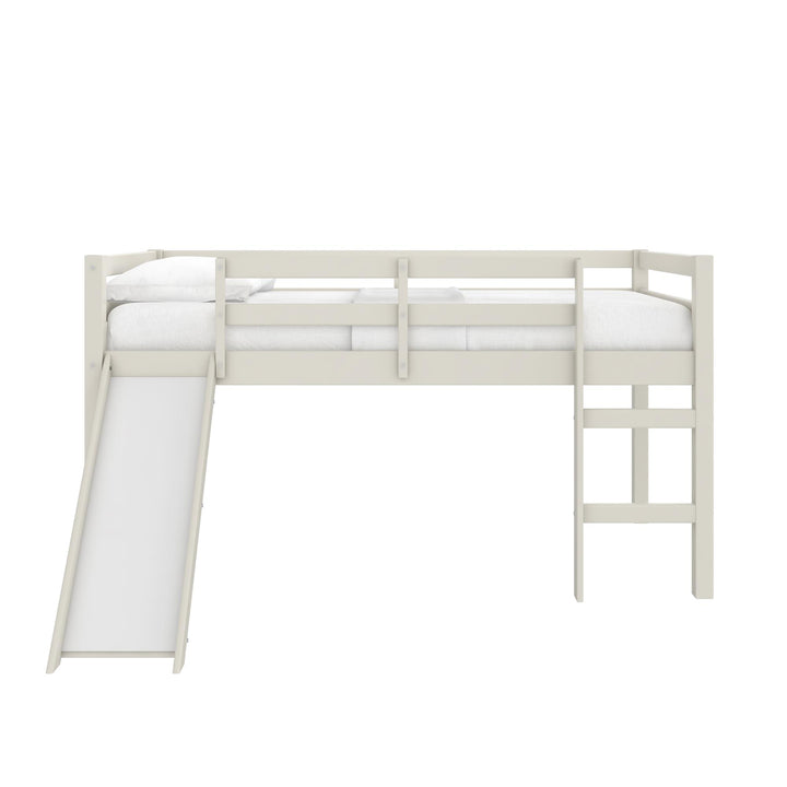 Milton Twin Low Loft Bed with Slide - White - Twin