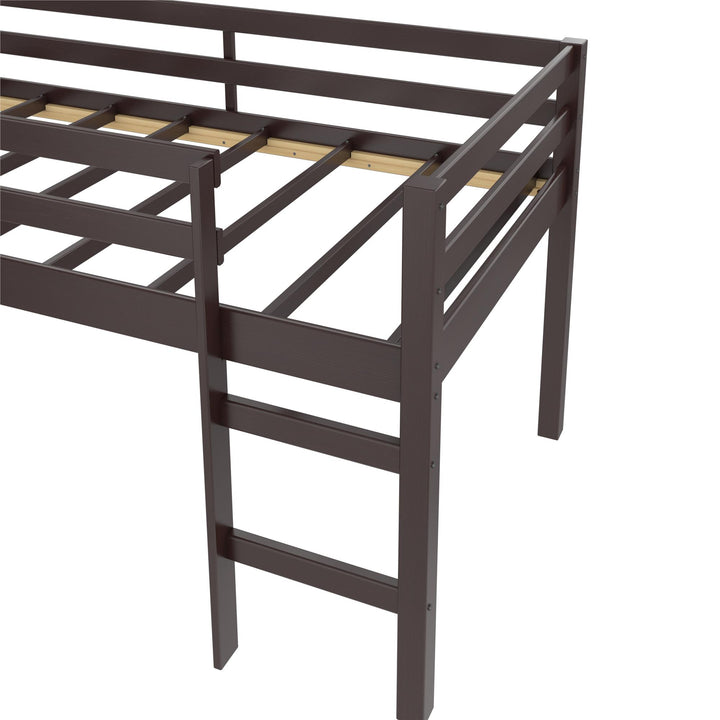 Milton Twin Low Loft Bed with Slide - Brown - Twin