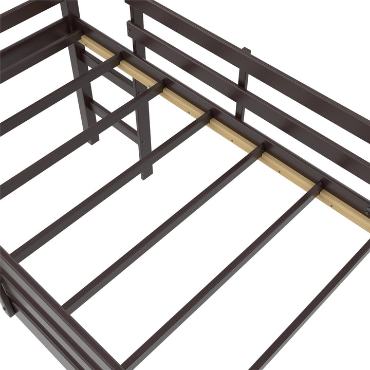 Milton Twin Low Loft Bed with Slide - Brown - Twin