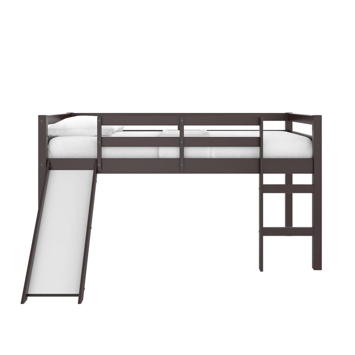 Milton Twin Low Loft Bed with Slide - Brown - Twin