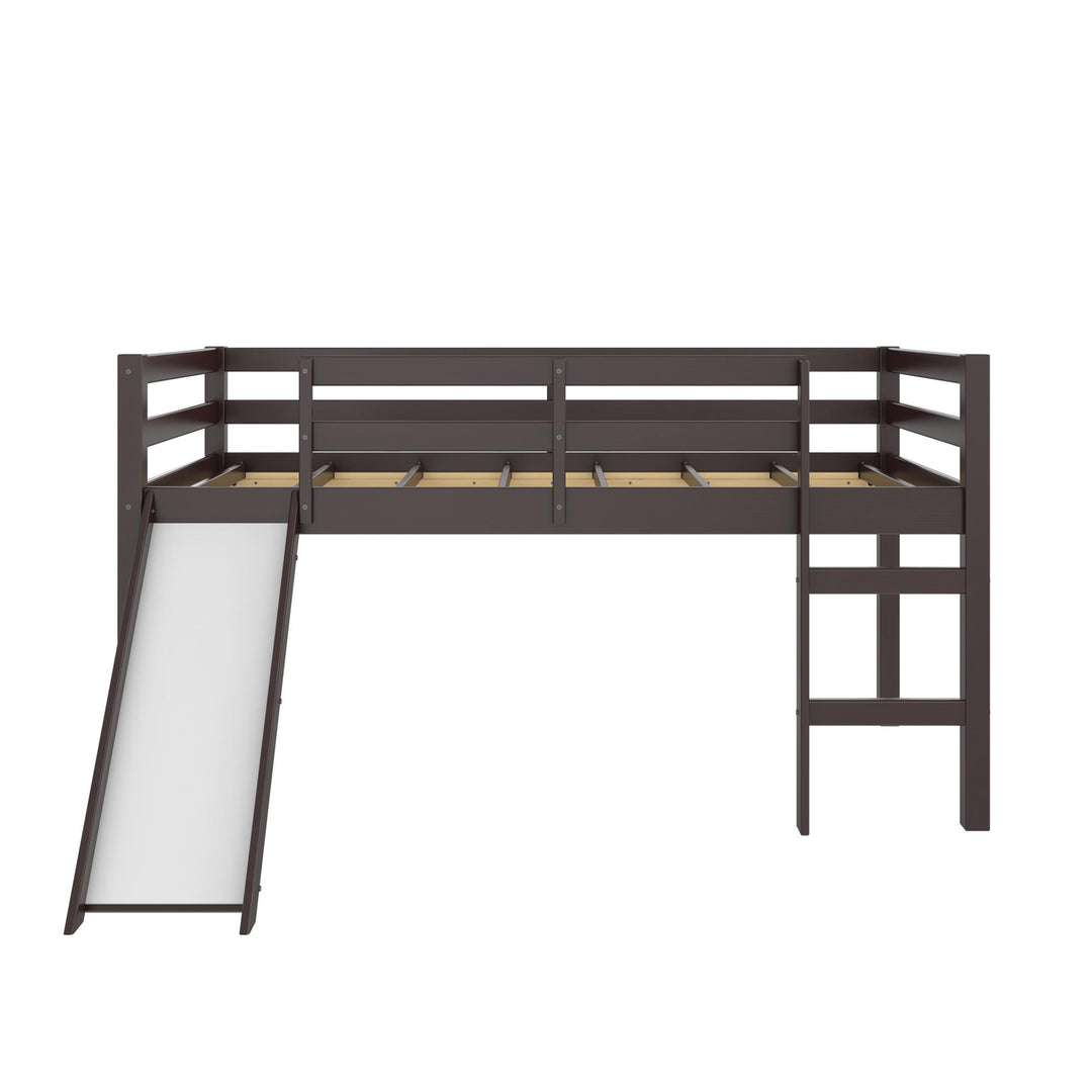 Milton Twin Low Loft Bed with Slide - Brown - Twin