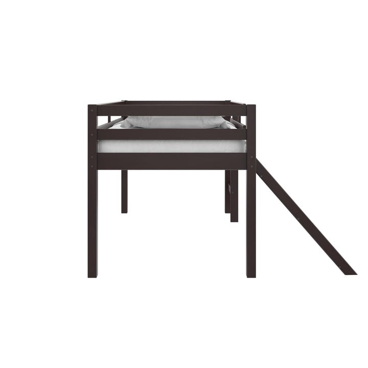 Milton Twin Low Loft Bed with Slide - Brown - Twin