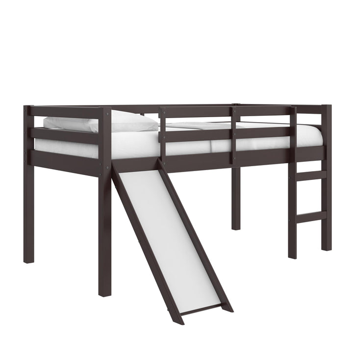 Milton Twin Low Loft Bed with Slide - Brown - Twin