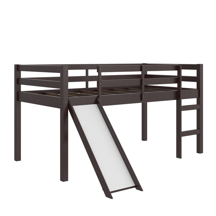 Milton Twin Low Loft Bed with Slide - Brown - Twin