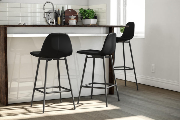 Copley Upholstered Counter Stool - Black Faux Leather