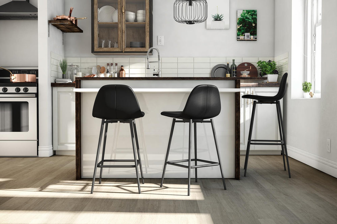 Copley Upholstered Counter Stool - Black Faux Leather