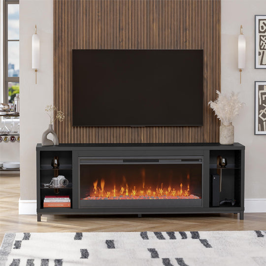 Lumina Modern MultiColor Electric Fireplace Media Console with Crysta