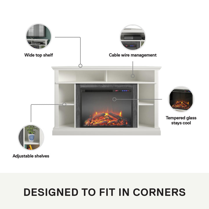 Overland Electric Corner Fireplace for TVs up to 50 Inches - White
