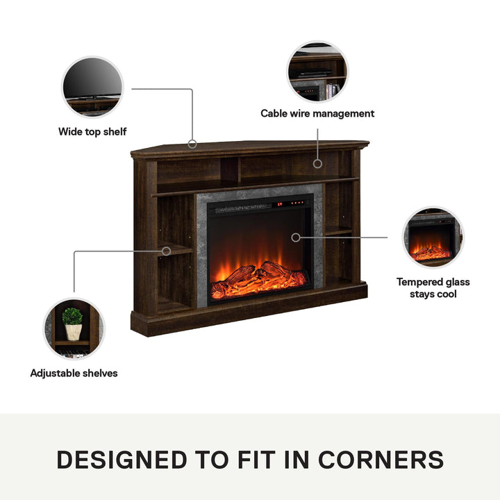 Overland Electric Corner Fireplace for TVs up to 50 Inches - Espresso