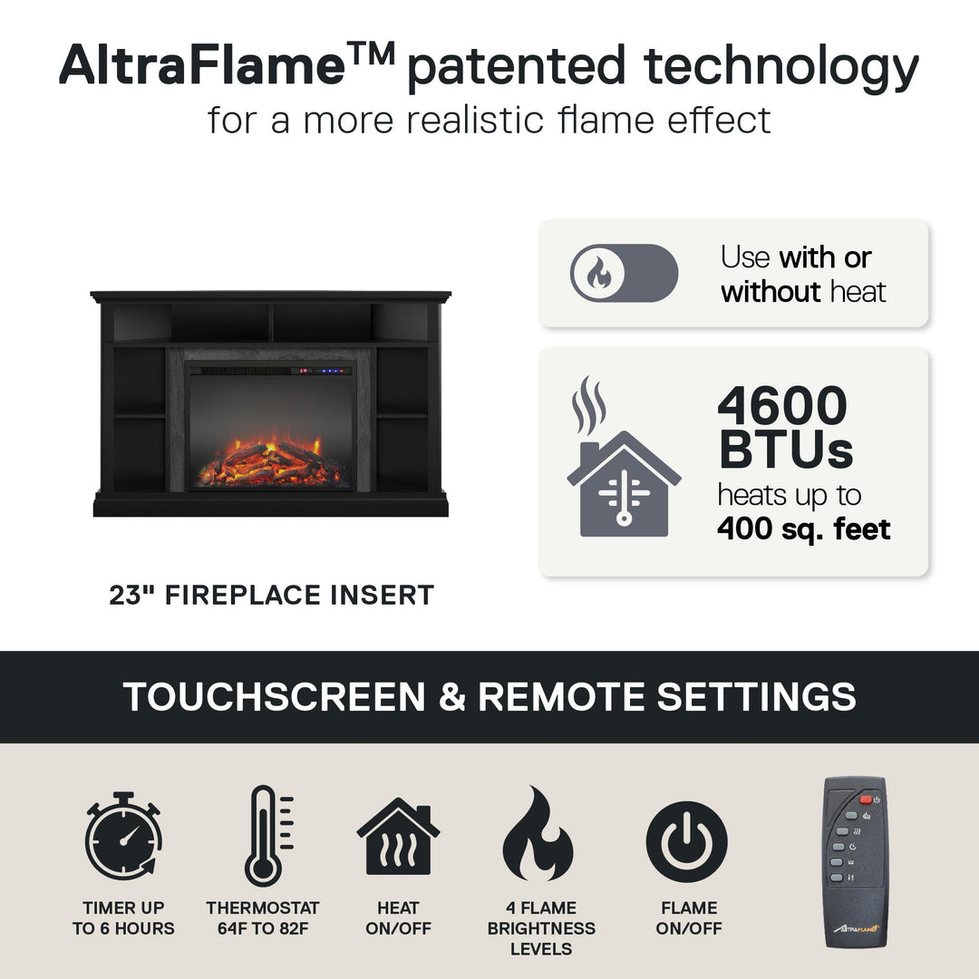 Overland Electric Corner Fireplace for TVs up to 50 Inches - Black