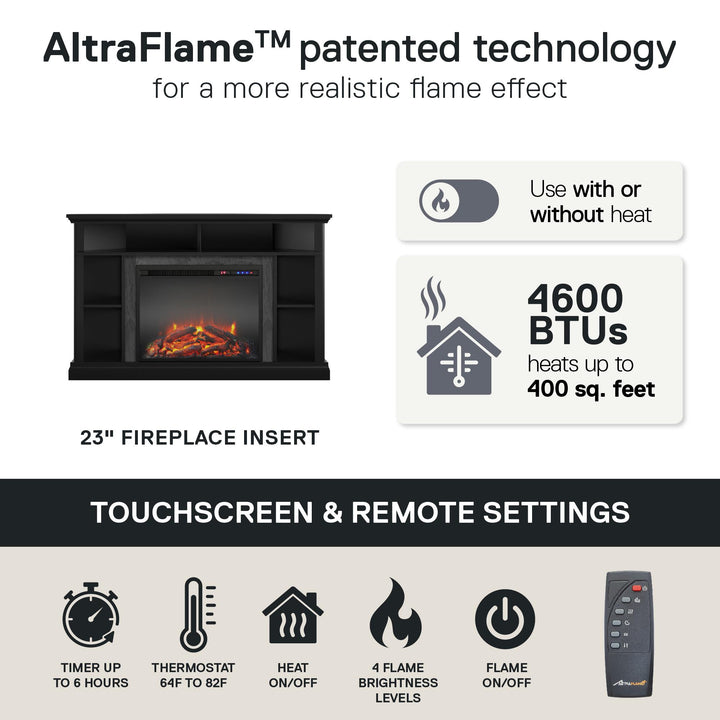 Overland Electric Corner Fireplace for TVs up to 50 Inches - Black