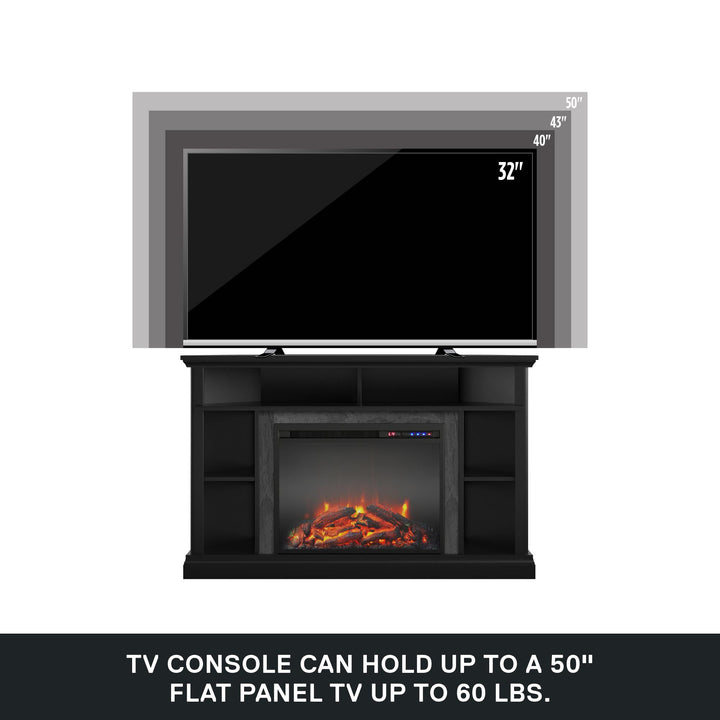 Overland Electric Corner Fireplace for TVs up to 50 Inches - Black