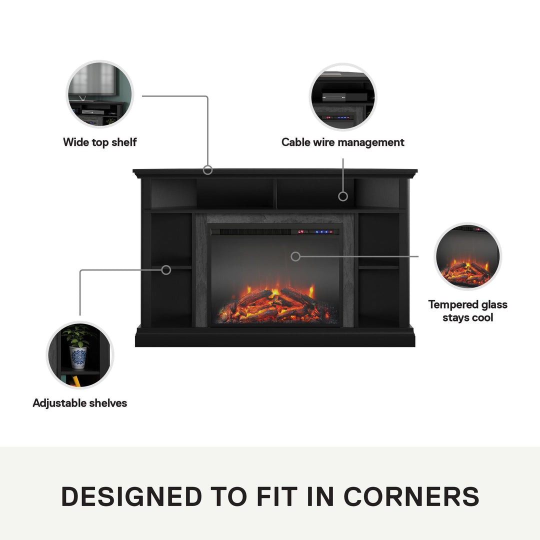 Overland Electric Corner Fireplace for TVs up to 50 Inches - Black