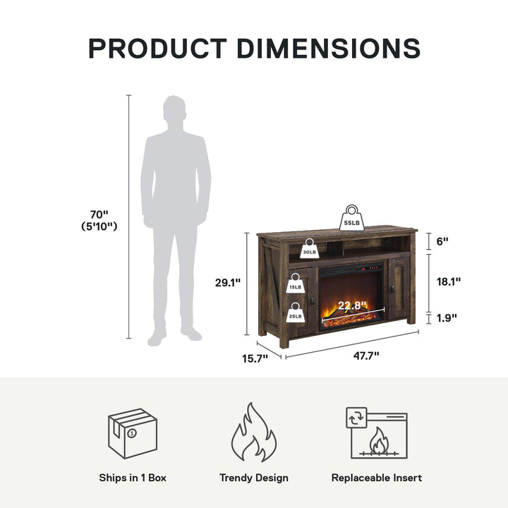 Farmington Electric Fireplace TV Console for TVs up to 50 Inch - Rustic