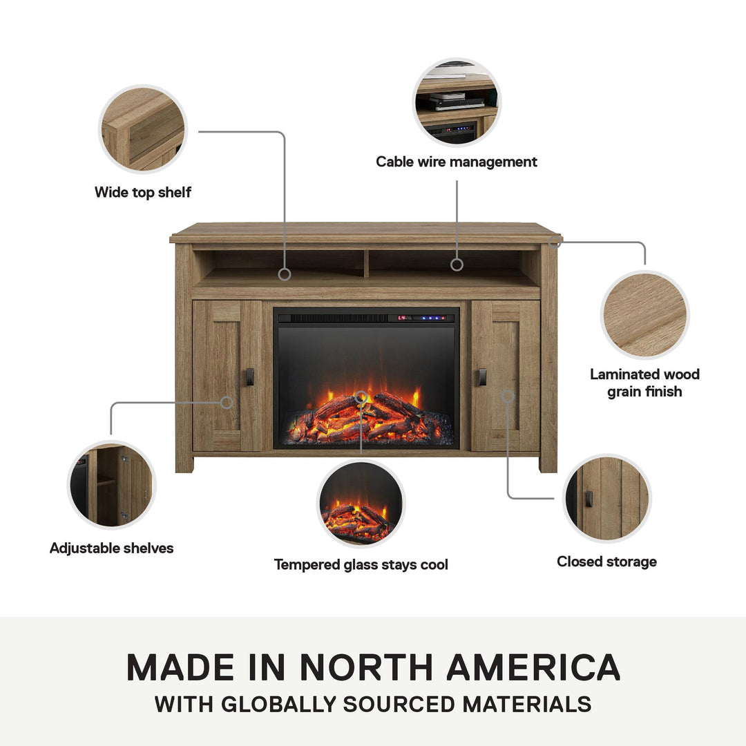 Farmington Electric Fireplace TV Console for TVs up to 50 Inch - Natural