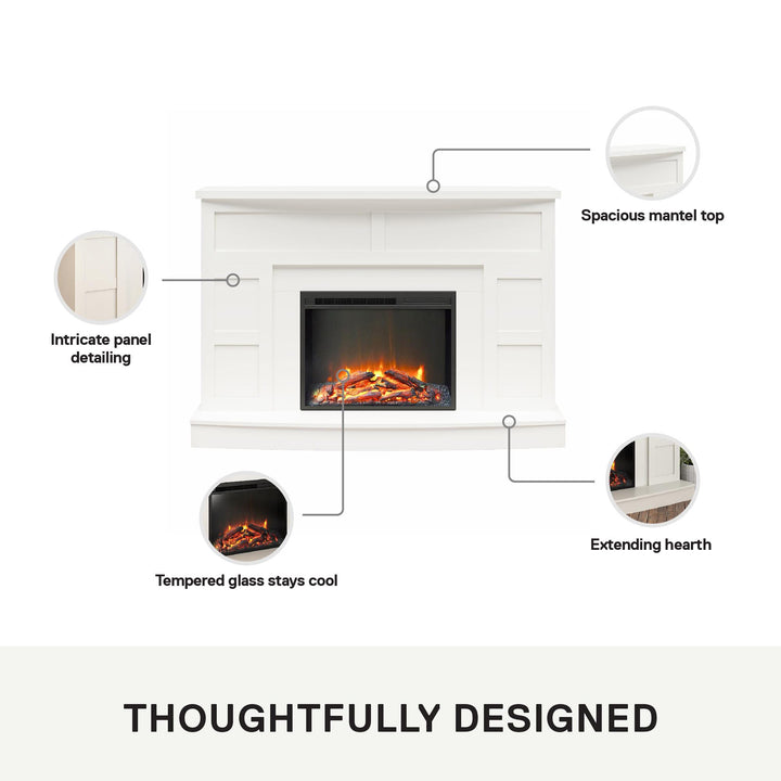 Barrow Creek Mantel with Fireplace TV Console for TVs up to 60 - White