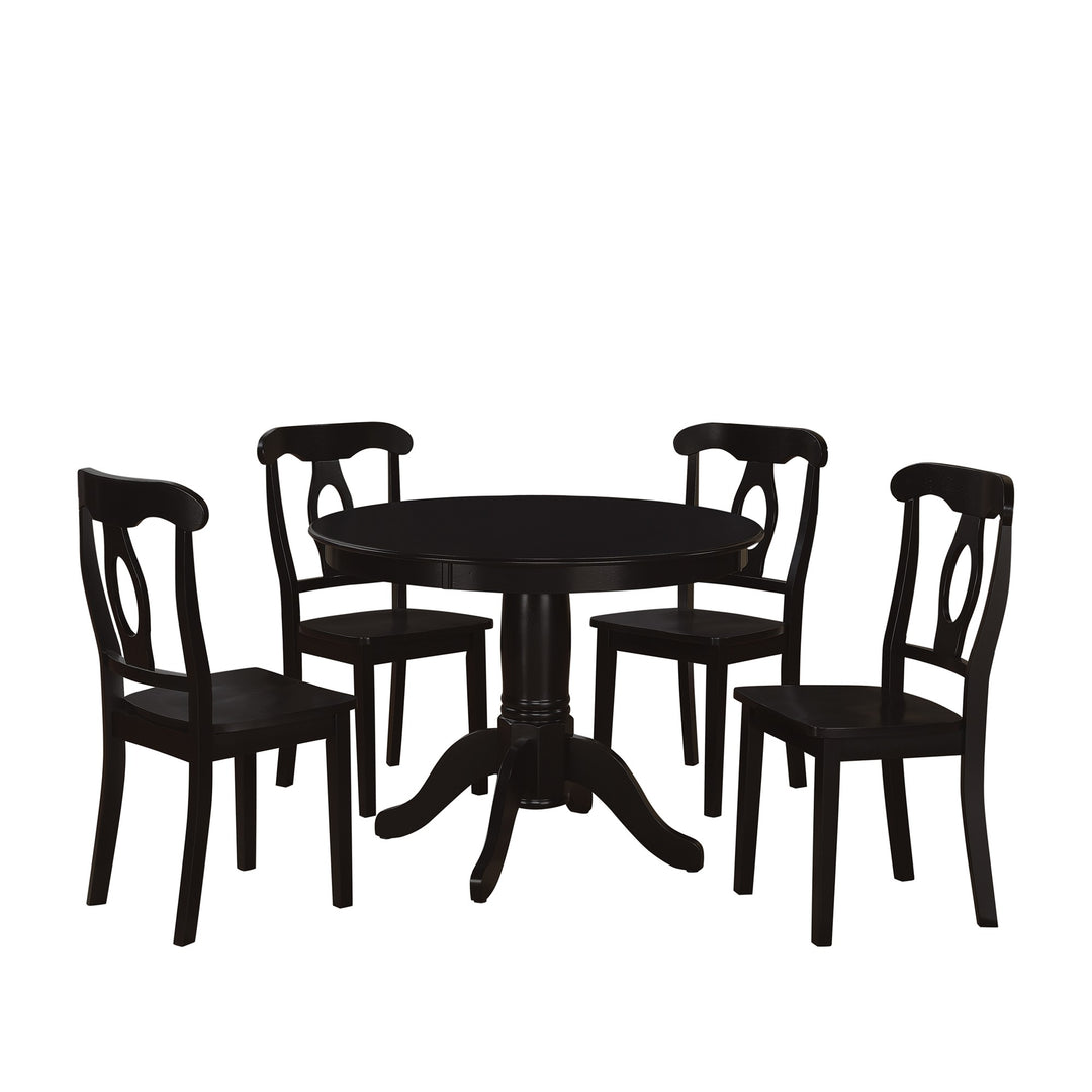 Aubrey 5 Piece Traditional Pedestal Round Dining Table and Chairs Set - Black