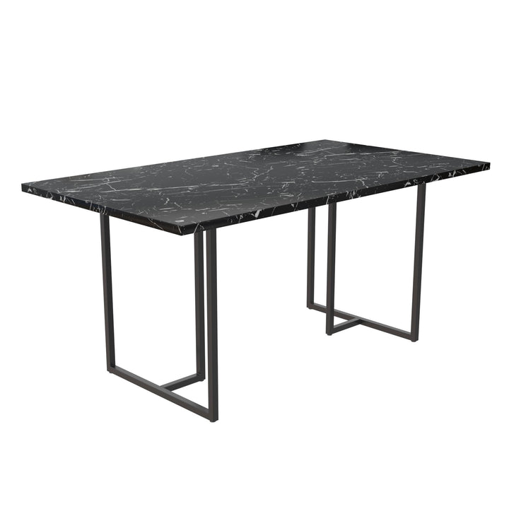 Astor Faux Marble Dining Table with Metal Base, Seats 4 - Black Marble