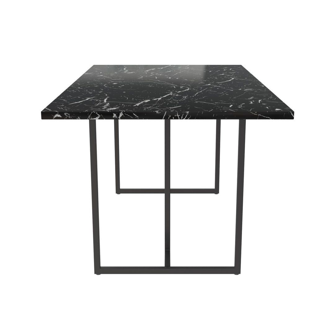 Astor Faux Marble Dining Table with Metal Base, Seats 4 - Black Marble