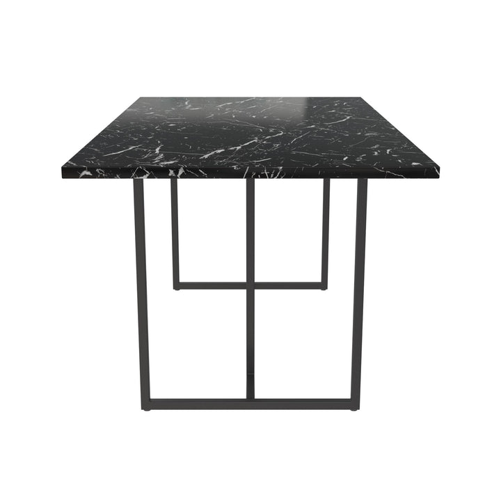 Astor Faux Marble Dining Table with Metal Base, Seats 4 - Black Marble
