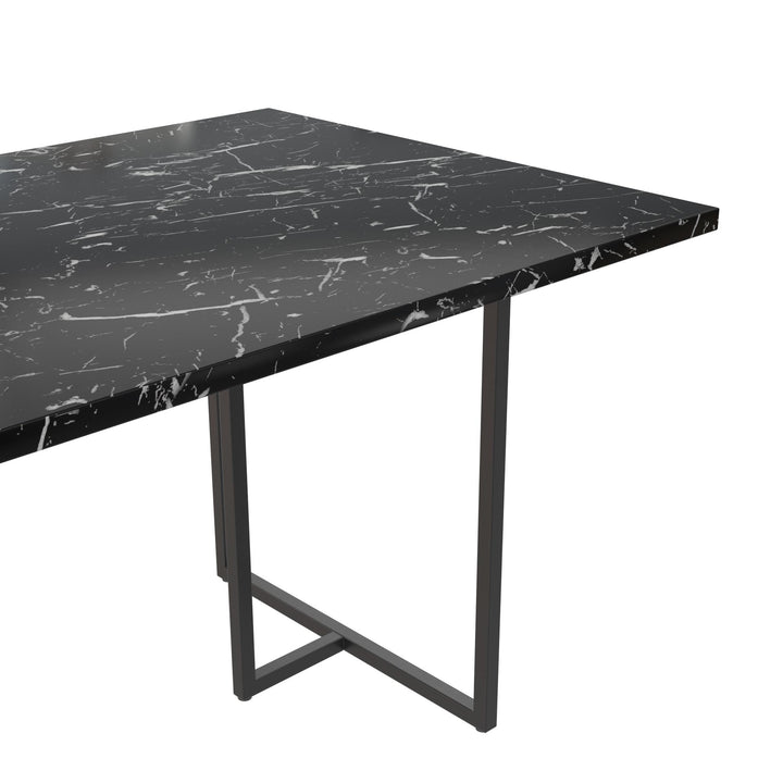 Astor Faux Marble Dining Table with Metal Base, Seats 4 - Black Marble