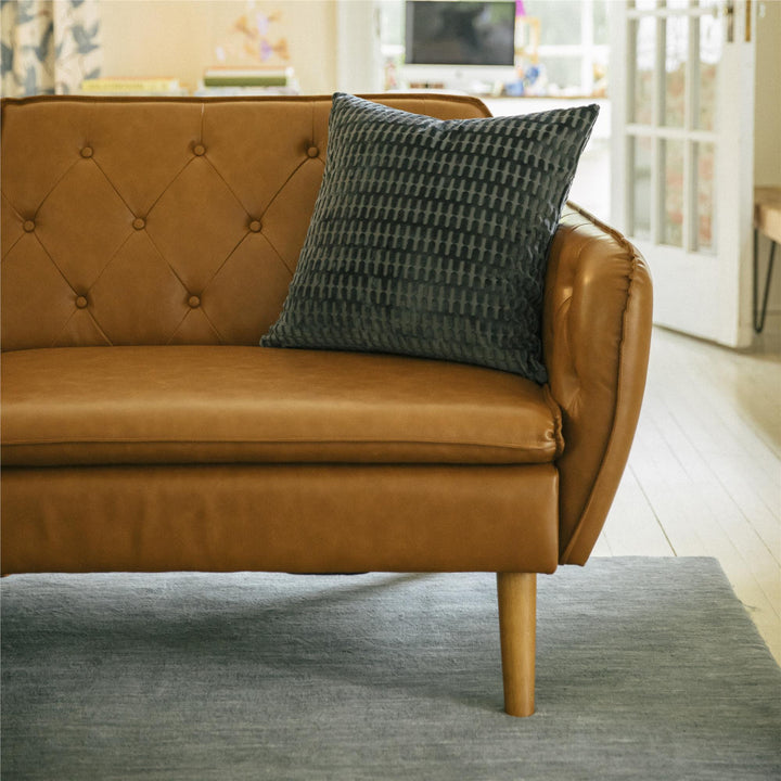 Tallulah Memory Foam Faux Leather Futon - Camel Faux Leather