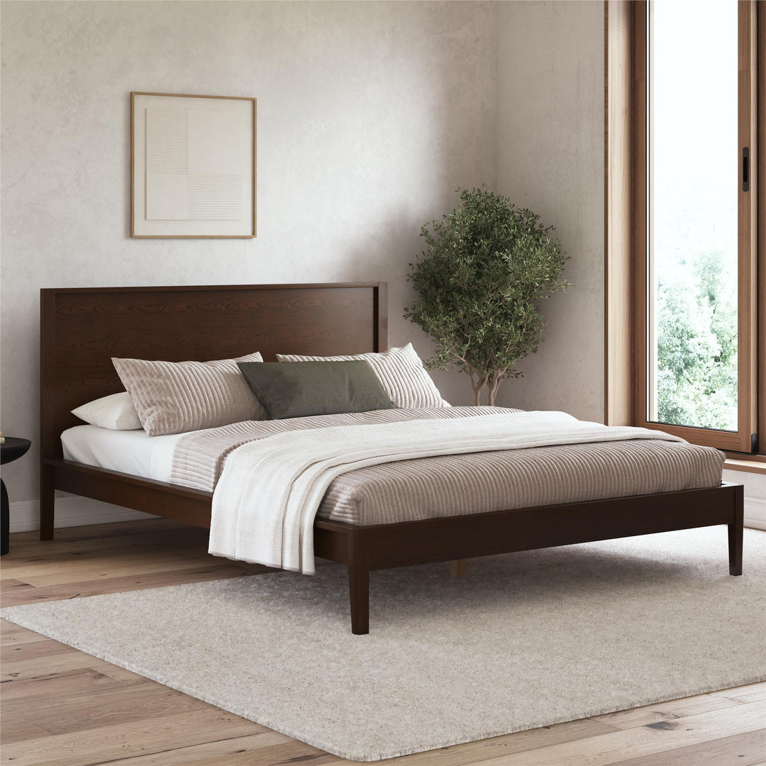 Ezra No-Tool Queen Platform Bed - Walnut - Queen