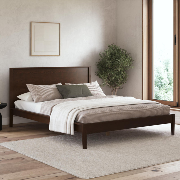 Ezra No-Tool Queen Platform Bed - Walnut - Queen