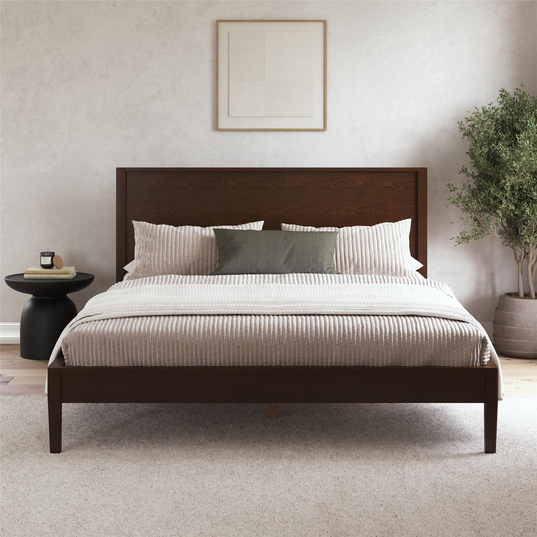 Ezra No-Tool Queen Platform Bed - Walnut - Queen