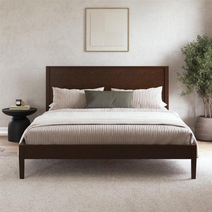 Ezra No-Tool Queen Platform Bed - Walnut - Queen