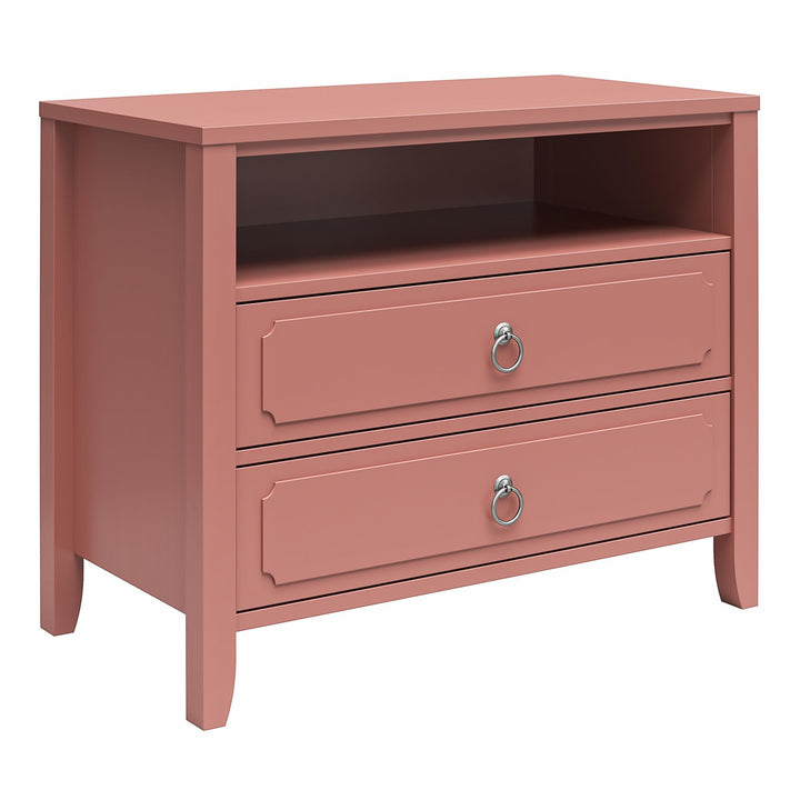 Her Majesty 2 Drawer Nightstand with 1 Open Cubby and 2 Drawers - Dusty Rose