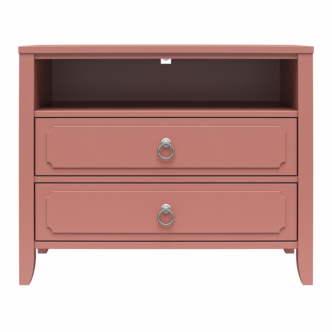 Her Majesty 2 Drawer Nightstand with 1 Open Cubby and 2 Drawers - Dusty Rose