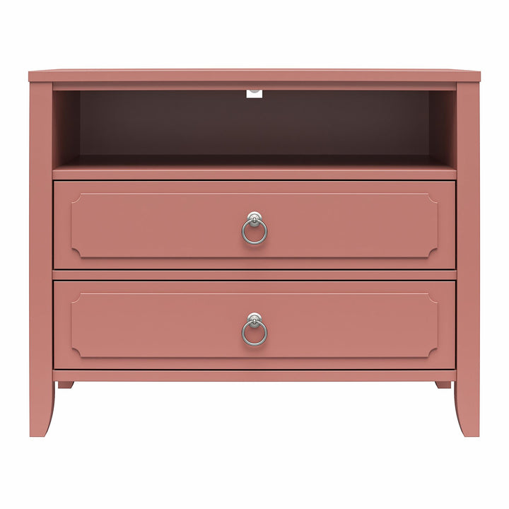 Her Majesty 2 Drawer Nightstand with 1 Open Cubby and 2 Drawers - Dusty Rose