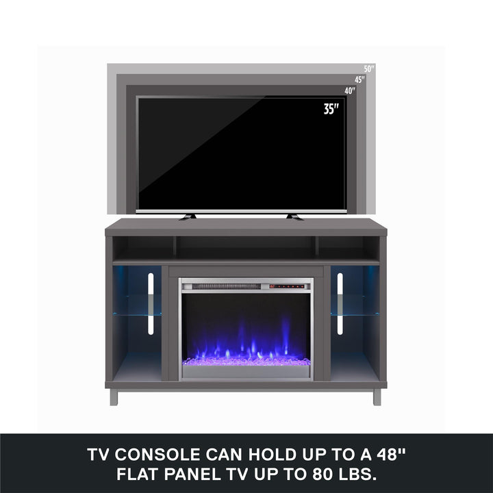 Lumina Fireplace TV Stand for TVs up to 48 Inch with 7 Color LED Lights - Graphite Grey - 46”-50”
