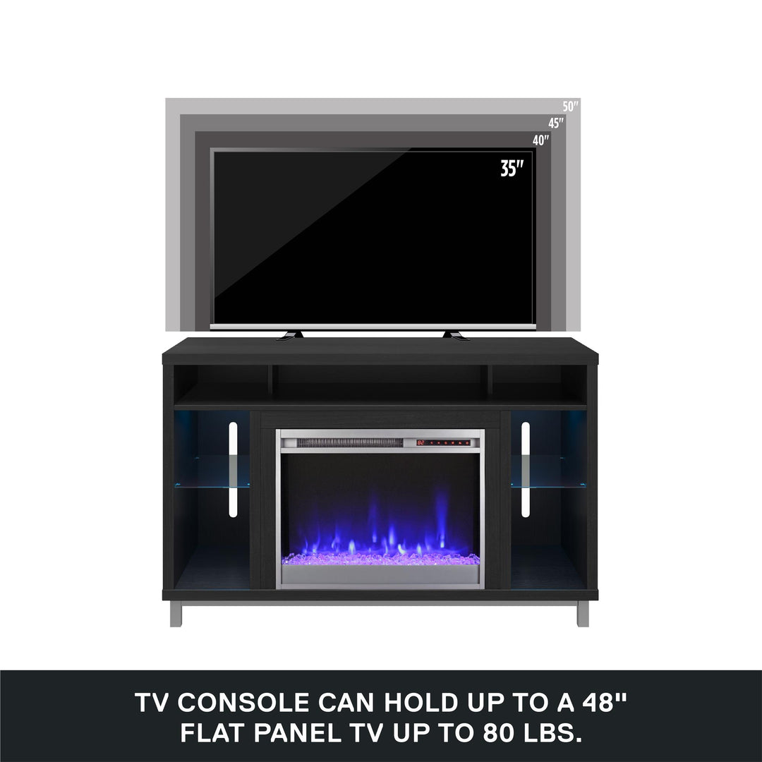 Lumina Fireplace TV Stand for TVs up to 48 Inch with 7 Color LED Lights - Black Oak - 46”-50”