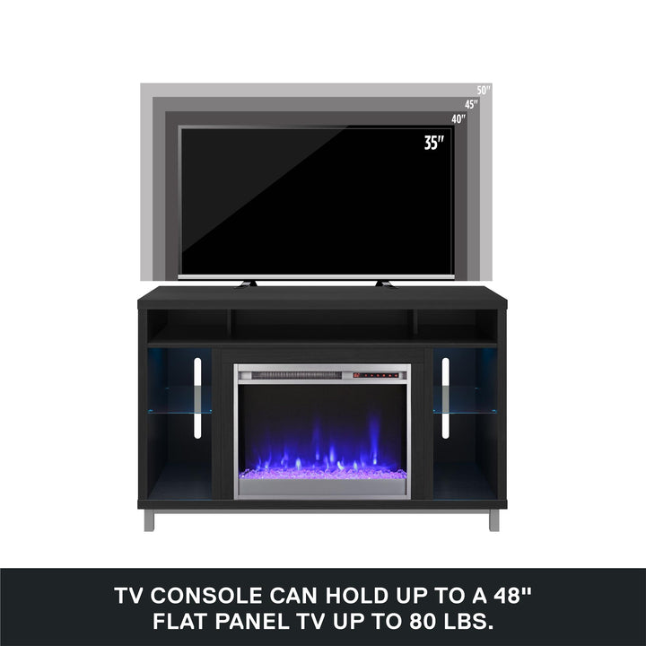 Lumina Fireplace TV Stand for TVs up to 48 Inch with 7 Color LED Lights - Black Oak - 46”-50”