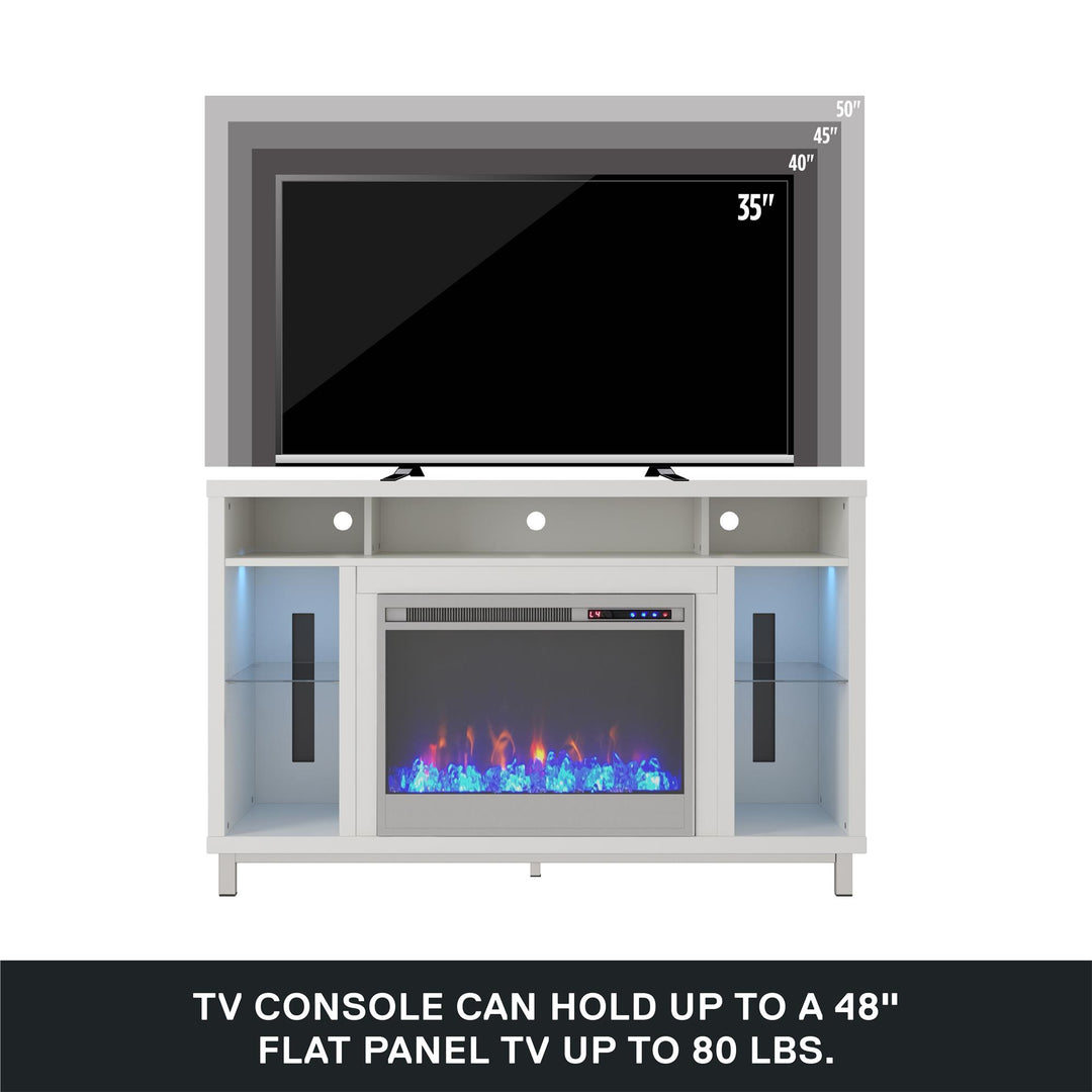 Lumina Fireplace TV Stand for TVs up to 48 Inch with 7 Color LED Lights - White - 46”-50”