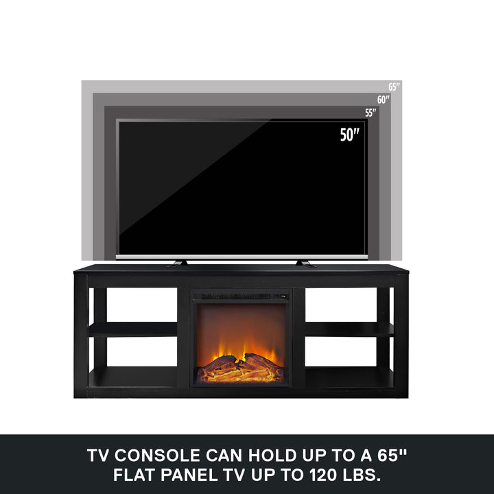 Parsons Electric Fireplace TV Stand for TVs up to 65 Inches - Black