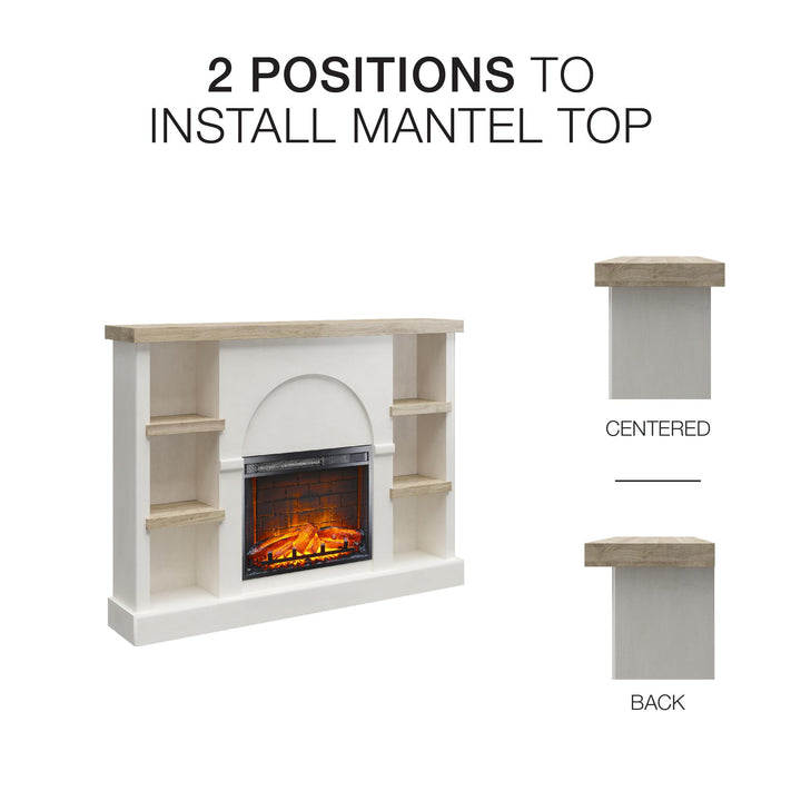Winston Fireplace Mantel with Built-in Bookshelves - Plaster