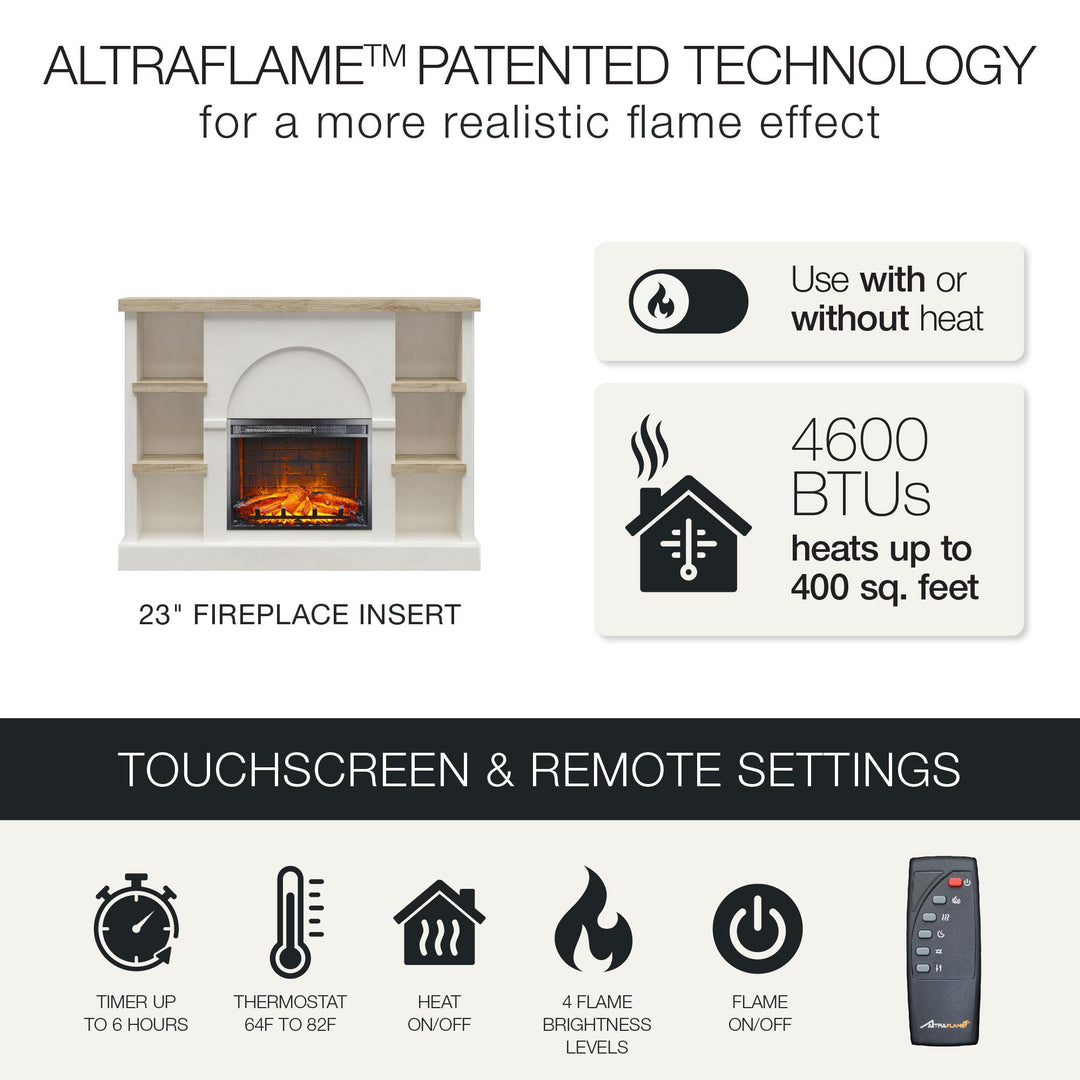 Winston Fireplace Mantel with Built-in Bookshelves - Plaster