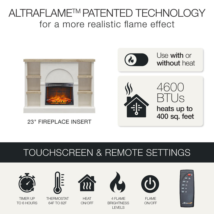 Winston Fireplace Mantel with Built-in Bookshelves - Plaster