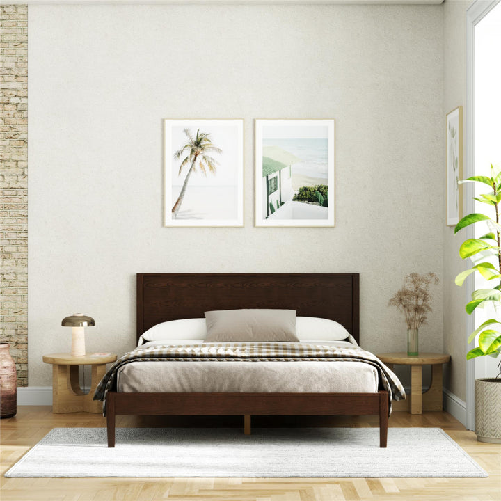 Ezra No-Tool Queen Platform Bed - Walnut - Queen
