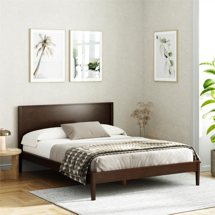Ezra No-Tool Queen Platform Bed - Walnut - Queen