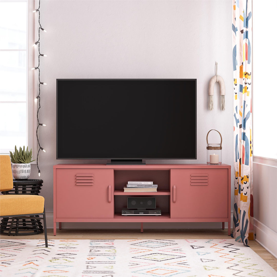 Cache Metal Locker-Style TV Stand for TVs up to 65", Dusty Rose - Dusty Rose