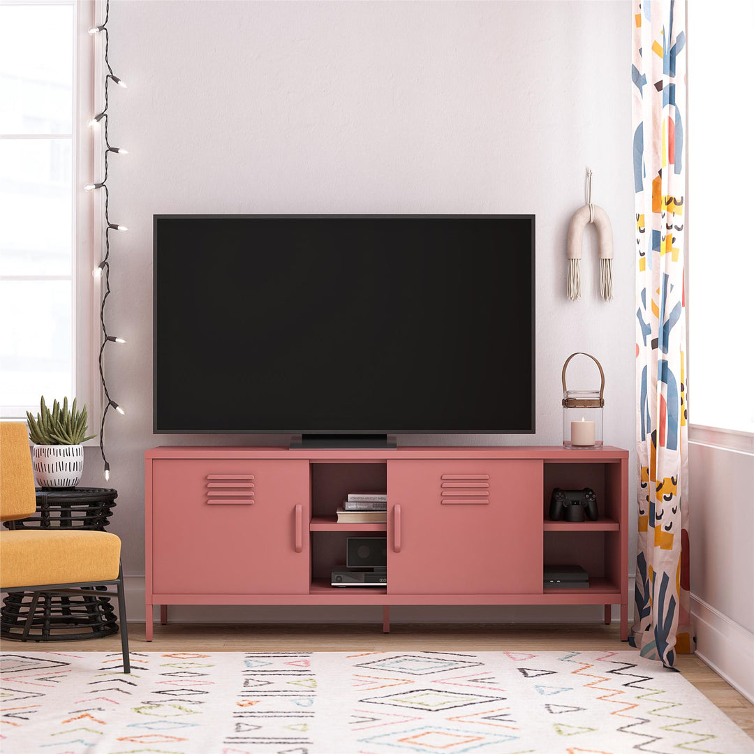 Cache Metal Locker-Style TV Stand for TVs up to 65", Dusty Rose - Dusty Rose