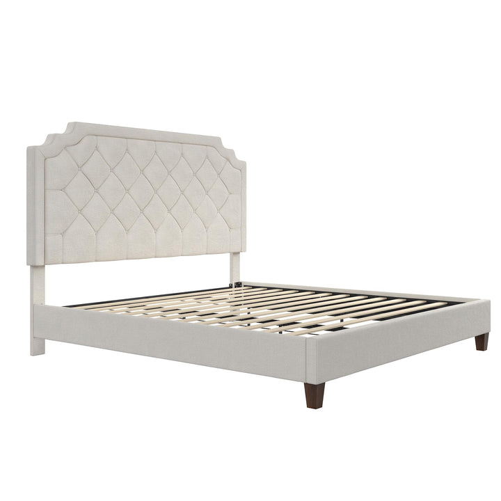Eloise Chenille Upholstered Platform Bed - Ivory - King
